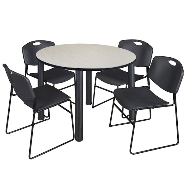 Regency Kee Round Table & Chair Set, Wood, Metal, Polypropylene Top, Maple TB48RNDPLBPBK44BK - main